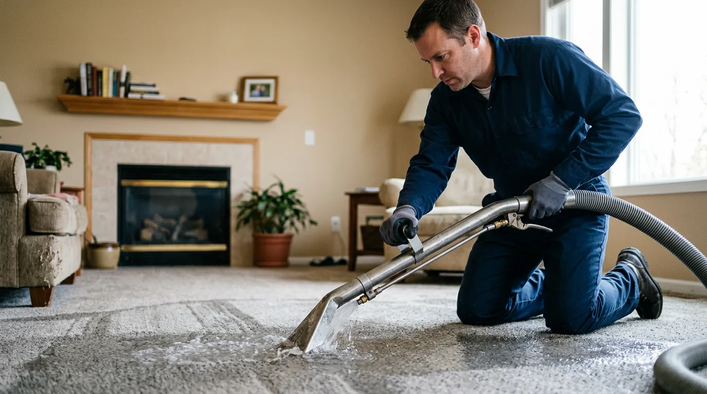 Water damage restoration technician working near White Pine, MI